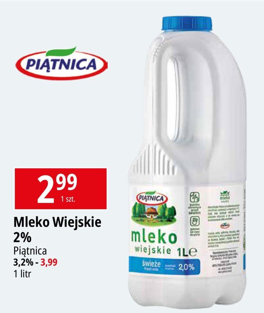 Mleko wiejskie 2% Piątnica promocja