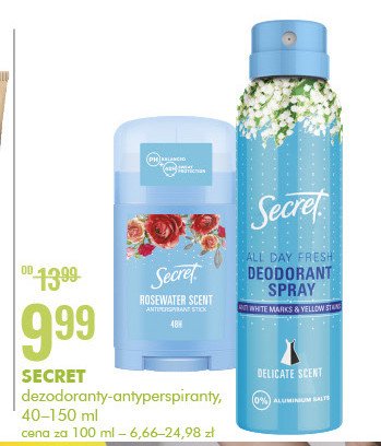 Antyperspirant Secret rosewater scent promocja