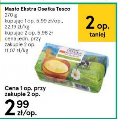 Masło extra osełka Tesco promocja