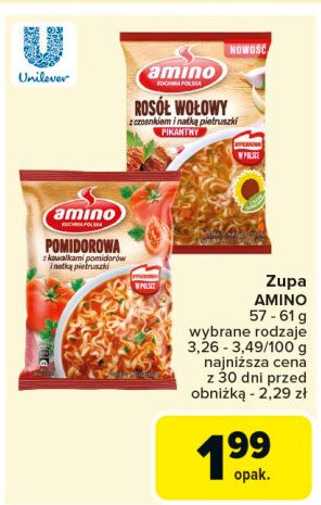 Rosół wołowy z czosnkiem i natką pietruszki pikantny Amino promocja w Carrefour Market