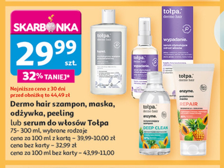 Szampon do włosów oczyszczający Tołpa dermo hair enzyme promocja w Auchan