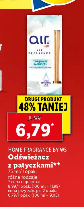 Odświeżacz powietrza z patyczkami turquoise moments W5 promocja