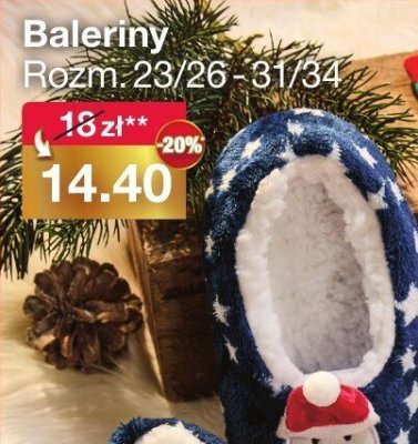 Balerinki świąteczne damskie rozmiary 23/26-31/34 promocja w Woolworth