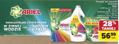 Proszek, żel, kapsułki do prania ARIEL 3,465 kg, 2,7 - 3,15 l, 38 - 44 szt., 16,45/kg, 18,89 - 21,1/l, 1,30 - 1,50/szt. promocja w Carrefour