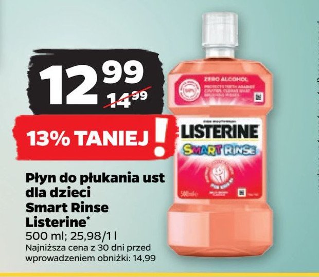 Płyn do płukania ust mild berry Listerine smart rinse promocja w Netto