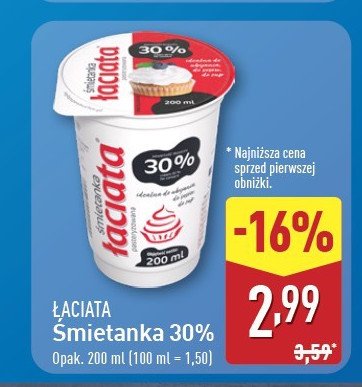 Śmietana 30% Łaciata Łaciate promocja