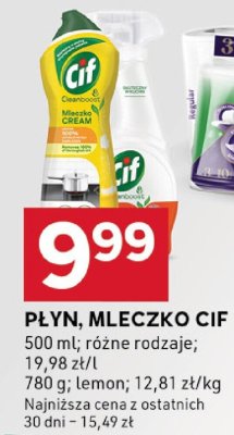 Płyn czyszczący, różne rodzaje Cif promocja w Stokrotka