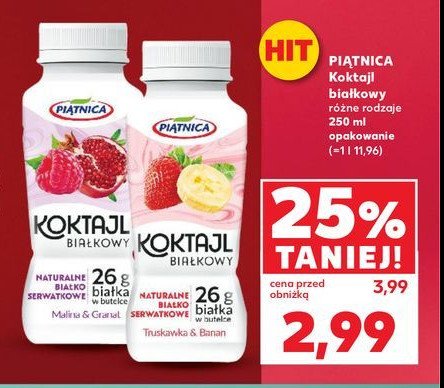 Koktajl z białkiem serwatkowym malina granat żeń-szeń Piątnica promocja