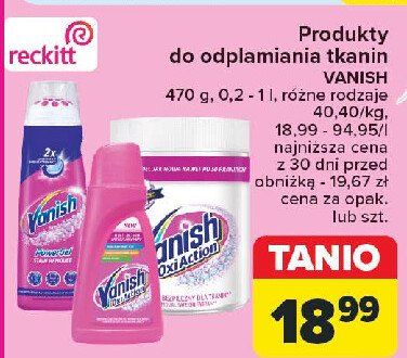 Odplamiacz w żelu do koloru Vanish gold oxi action promocja