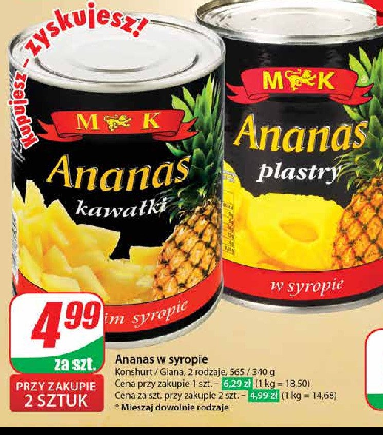 Ananas plastry M&k promocja