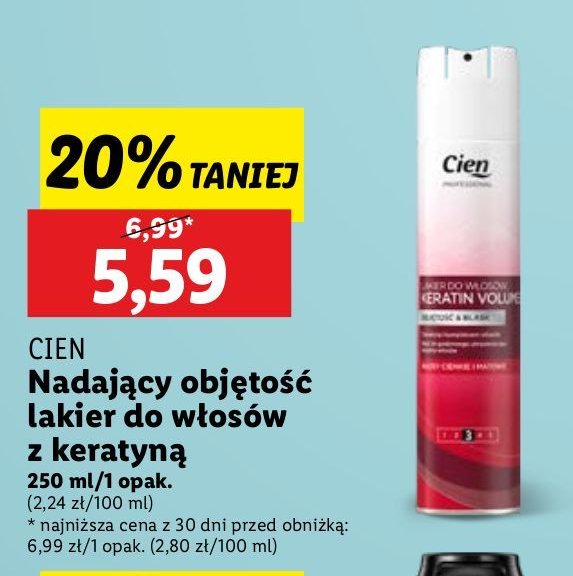 Lakier do włosów z keratyną Cien promocja