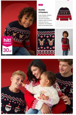 Sweter chłopięcy z wzorem bożonarodzeniowym Pepco promocja