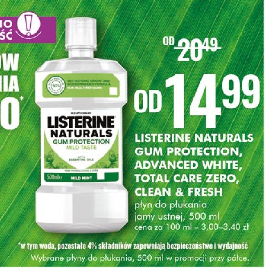 Płyn do płukania ust zero smooth mint Listerine total care promocja