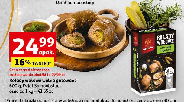 Rolady wołowe z boczkiem i ogórkiem Sokołów promocja w Auchan