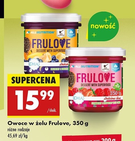 Deser truskawkowo-malinowy z nasionami chia Allnutrition frulove promocja
