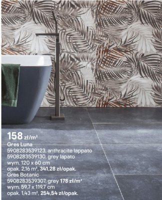 Płytki Gres Luna grey lappato 120x60 cm promocja w Castorama