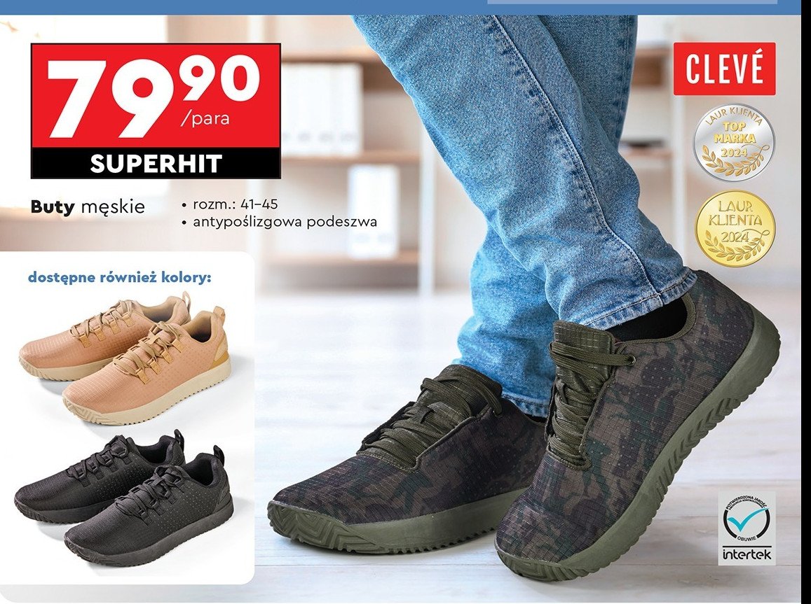 Buty męskie 41-45 Cleve promocja w Biedronka