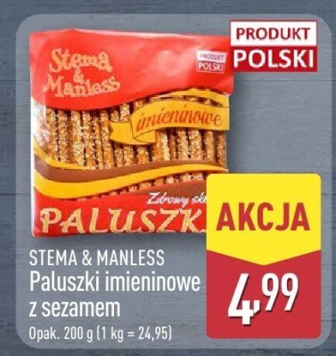 Paluszki imieninowe z sezamem STEMA & MANLESS promocja w Aldi