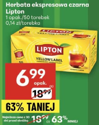 Herbata ekspresowa czarna Lipton promocja w Delikatesy Centrum