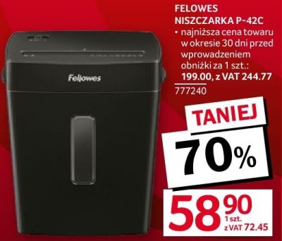Niszczarka P-42C FELLOWES promocja w Selgros