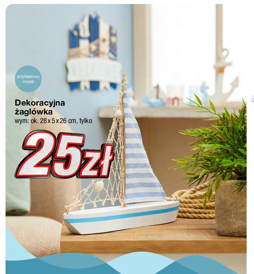 Żaglówka dekoracyjna 28 x 5 x 26 cm promocja