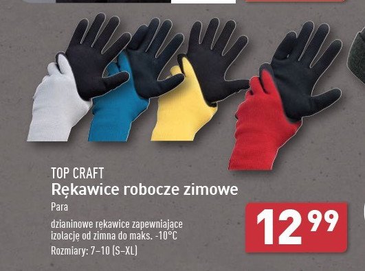 Rękawice robocze zimowe rozm. 7-10 Top craft promocja