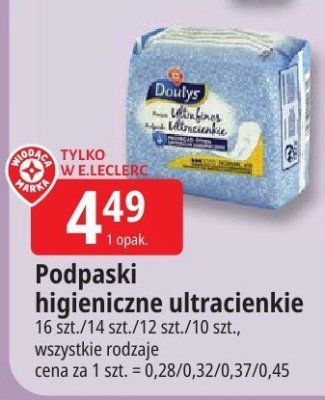 Podpaski higieniczne ultracienkie Doulys promocja w Leclerc