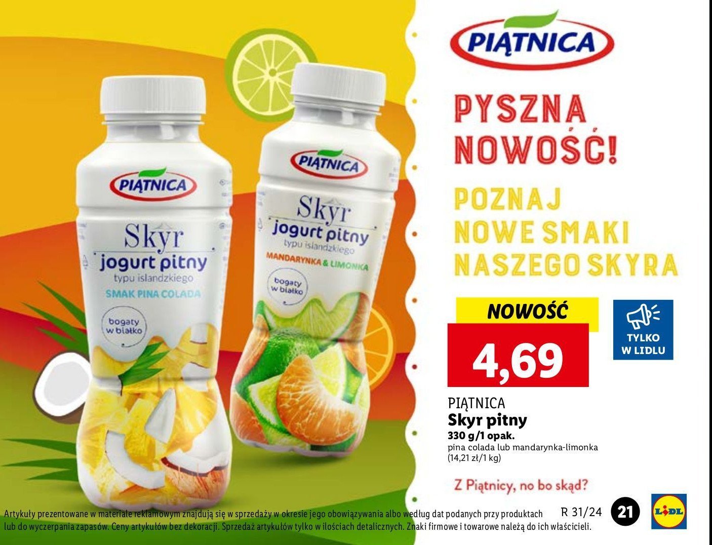 Jogurt pitny mandarynka i limonka Piątnica skyr promocja