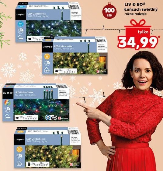 Łańcuch świetlny solarny 100 led barwa zimna Liv & bo promocja w Kaufland