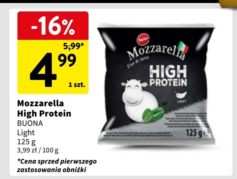 Ser mozzarella high protein Buona promocja w Intermarche