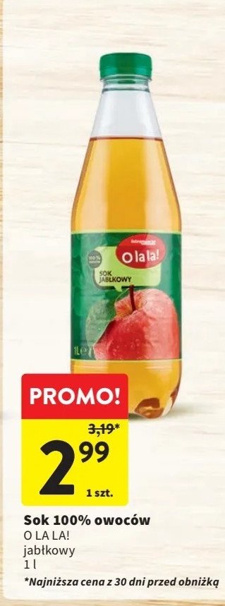 Sok jabłkowy O la la! promocja w Intermarche