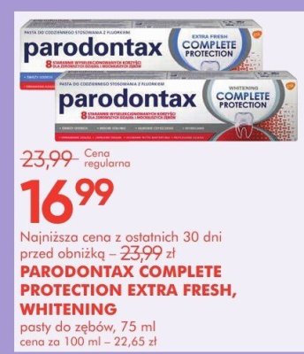 Pasty do zębów PARODONTAX COMPLETE PROTECTION EXTRA FRESH, WHITENING, 75 ml promocja w Super-Pharm