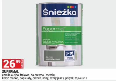SUPERMAL emalia olejno-ftalowa, do drewna i metalu kolor: mahoń, popielaty, orzech jasny, szary jasny, połysk promocja w Merkury Market