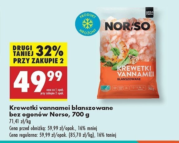 Krewetki vannamei blanszowane Norso promocja