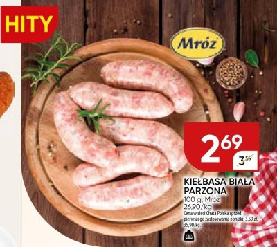Kiełbasa biała parzona 100 g, Mróz promocja w Chata Polska