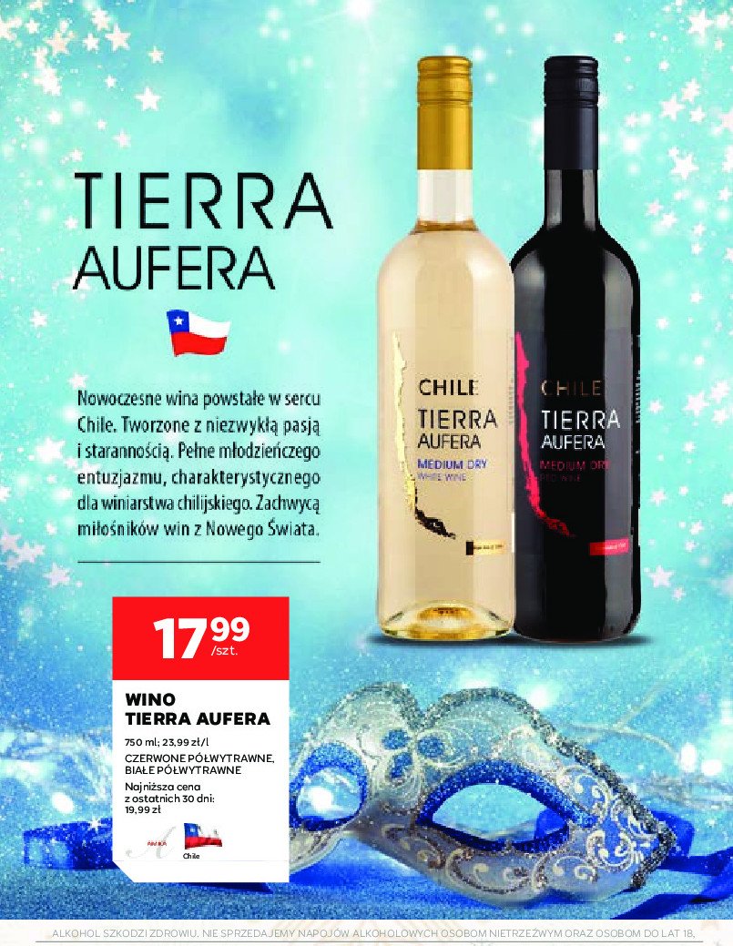 Wino półwytrawne TIERRA AUFERA CHILE SAUVINGON BLANC promocja w Stokrotka