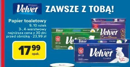 Papier toaletowy comfort Velvet promocja w Carrefour