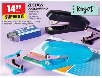 Zszywacz + rozszywacz + 1000 zszywek Kayet promocja