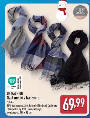 Szal męski z kaszmiru UP2FASHION promocja w Aldi