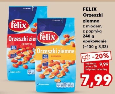 Orzeszki FELIX Orzeszki ziemne z miodem, z papryką 240 g opakowanie promocja w Kaufland
