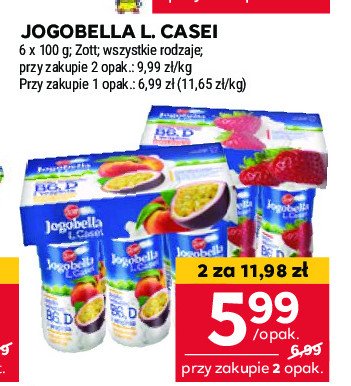 Jogurt truskawka ZOTT JOGOBELLA L. CASEI promocja