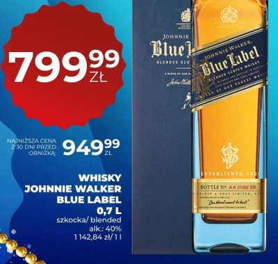 Whisky Johnnie Walker Blue Label 0,7 L promocja w Duży Ben