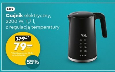 Czajnik elektryczny LAFE 2200 W, 1.7 l, z regulacją temperatury promocja w Biedronka