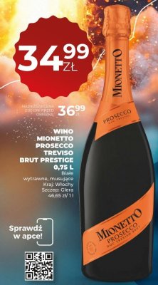 Wino Prosecco Mionetto Brut Prestige Treviso 0,75L promocja w Duży Ben