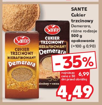 Cukier trzcinowy nierafinowany demerara Sante promocja