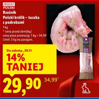 Rzeźnik Polski królik - tuszka z podrobami 1kg promocja w Lidl
