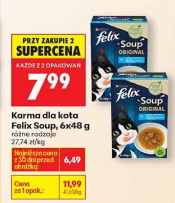 Karma dla kota Felix Soup, 6x48 g promocja w Biedronka