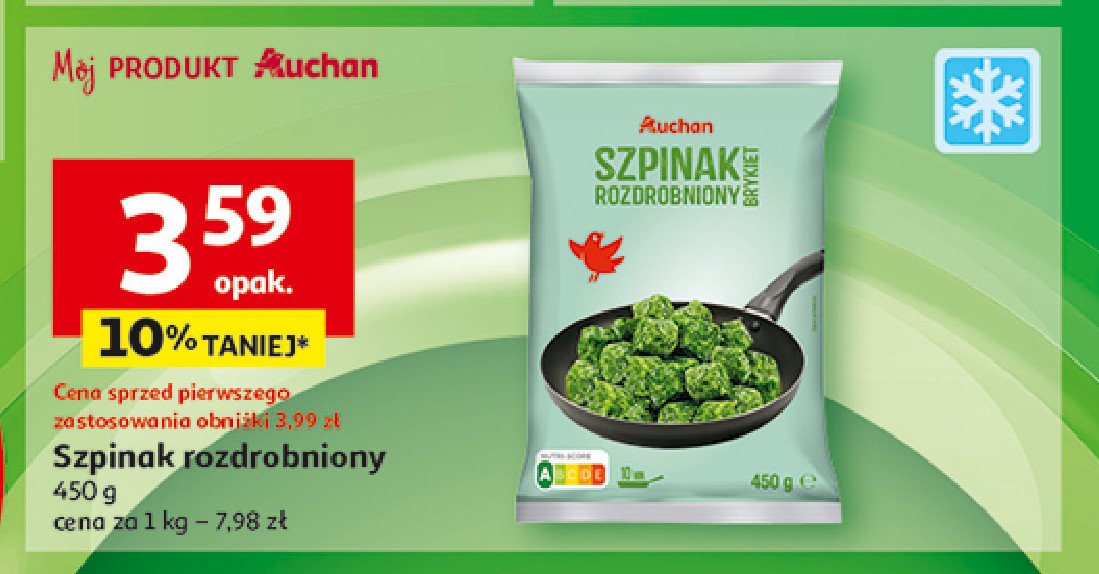 Szpinak rozdrobniony brykiet Auchan promocja