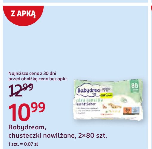 Chusteczki nawilżane Babydream promocja w Rossmann