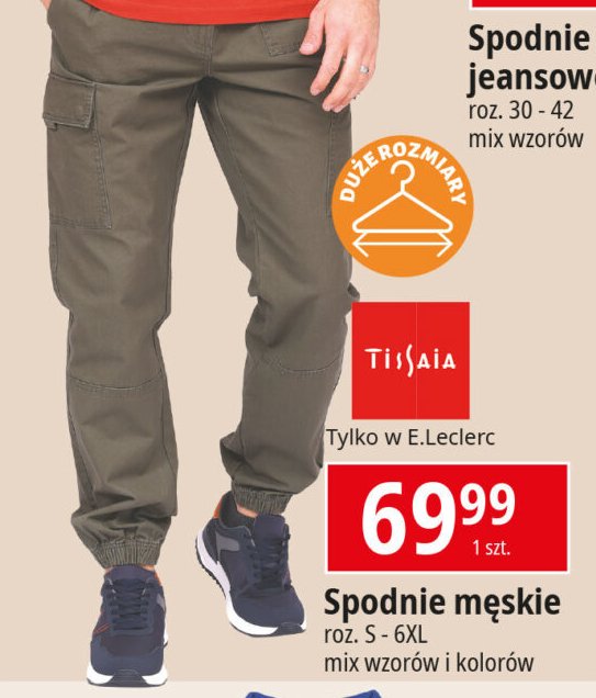 Spodnie męskie Tissaia promocja w Leclerc